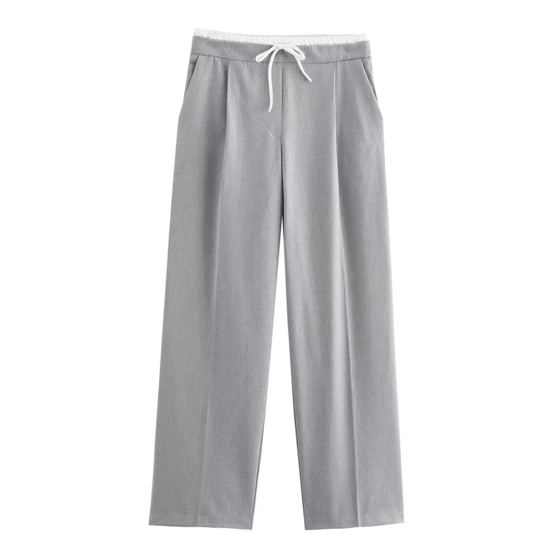 Damen 60+ weite Highwaist Palazzohose mit Tunnelzugbund und Bügelfalte Drune
