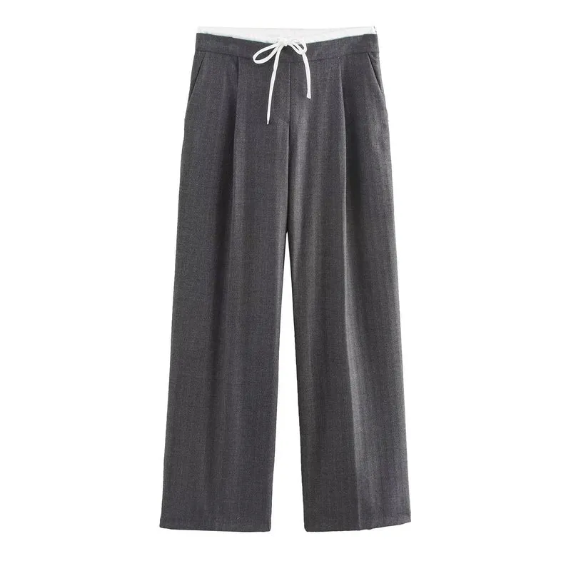 Damen 60+ weite Highwaist Palazzohose mit Tunnelzugbund und Bügelfalte Drune