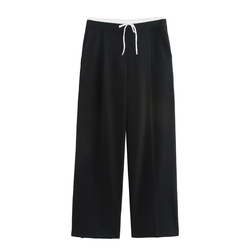 Damen 60+ weite Highwaist Palazzohose mit Tunnelzugbund und Bügelfalte Drune