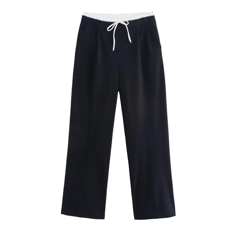 Damen 60+ weite Highwaist Palazzohose mit Tunnelzugbund und Bügelfalte Drune