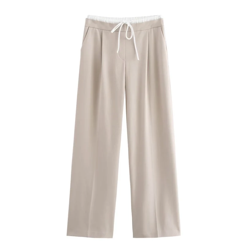 Damen 60+ weite Highwaist Palazzohose mit Tunnelzugbund und Bügelfalte Drune
