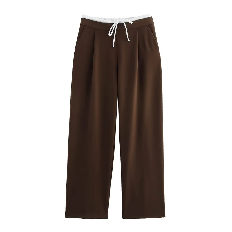 Damen 60+ weite Highwaist Palazzohose mit Tunnelzugbund und Bügelfalte Drune