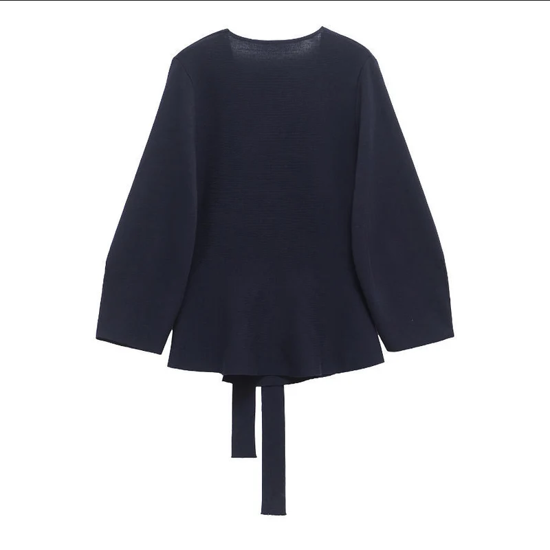 Damen 50+ Wickelcardigan mit V‑Ausschnitt, Taillenband und leichtem Schößchen Drune