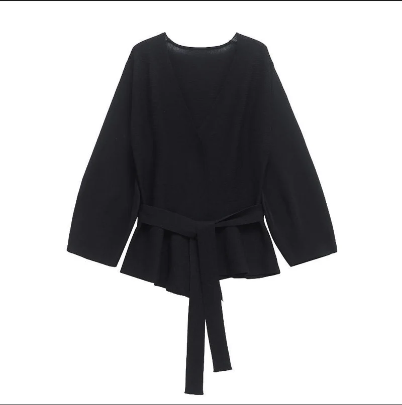 Damen 50+ Wickelcardigan mit V‑Ausschnitt, Taillenband und leichtem Schößchen Drune