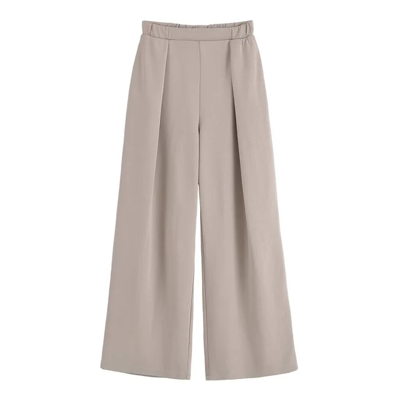 Damen 50+ weite High‑Waist Palazzo‑Hose mit elastischem Bund und Frontfalten Drune