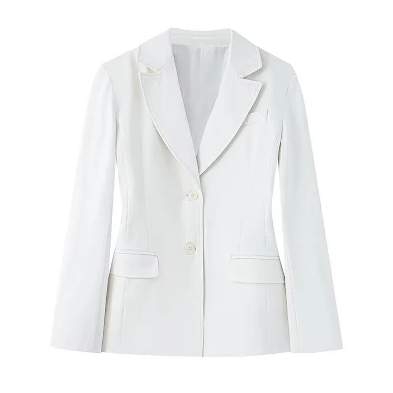 Damen 50+ taillierter Zweiknopf‑Blazer mit Reverskragen, Pattentaschen und Gehschlitz Drune