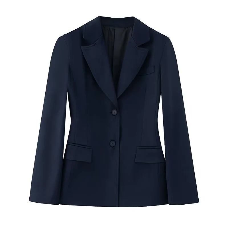 Damen 50+ taillierter Zweiknopf‑Blazer mit Reverskragen, Pattentaschen und Gehschlitz Drune