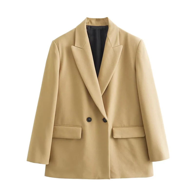 Damen 50+ taillierter Doppelreihiger Longline-Blazer mit Reverskragen und Pattentaschen Drune