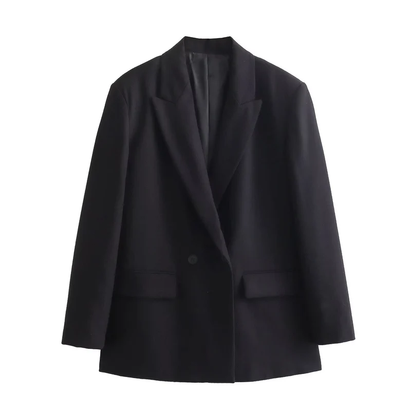 Damen 50+ taillierter Doppelreihiger Longline-Blazer mit Reverskragen und Pattentaschen Drune