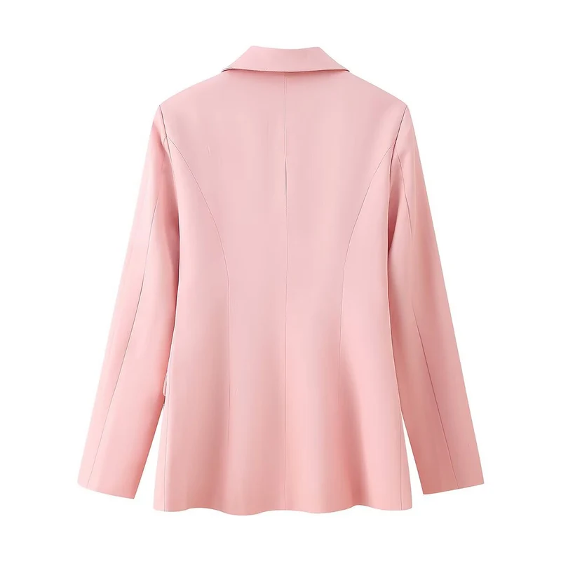 Damen 50+ taillierter Doppelreiher‑Longblazer mit oversized Revers und Pattentaschen Drune