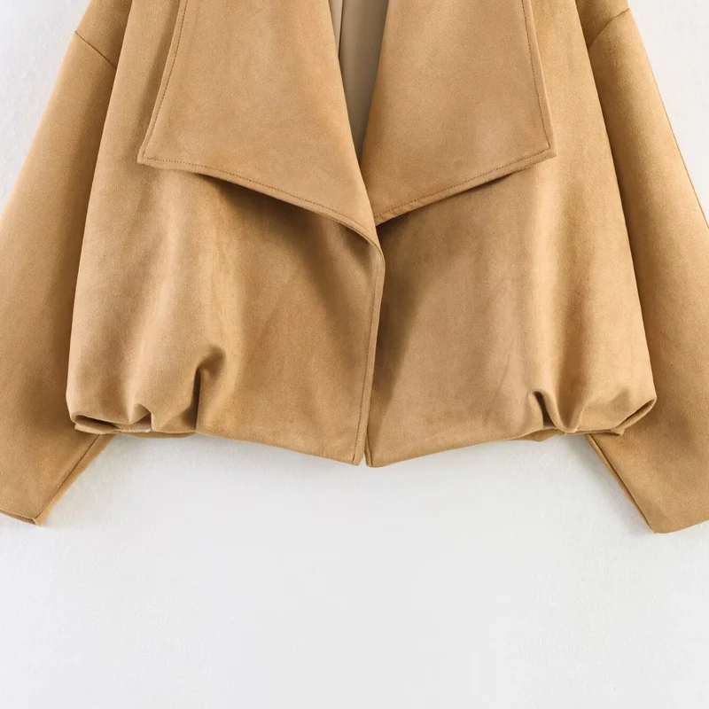 Damen 50+ Oversized Velours‑Blouson mit weitem Schalkragen und ballonförmigem Saum Drune