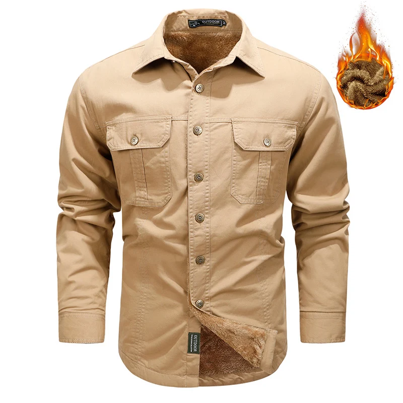 Herren Modisches Utility-Hemd mit Taschen Drune