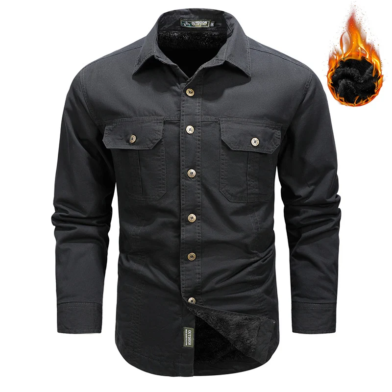 Herren Modisches Utility-Hemd mit Taschen Drune