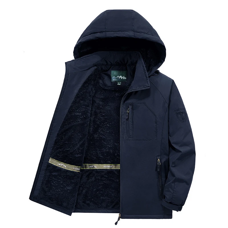 Herren Modische Winterjacke mit Fleece-Futter und Kapuze Drune