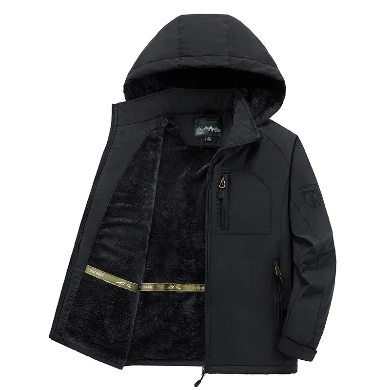 Herren Modische Winterjacke mit Fleece-Futter und Kapuze Drune