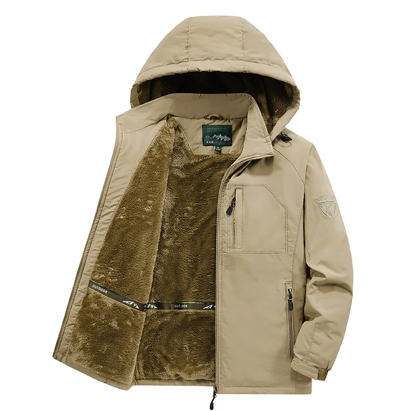 Herren Modische Winterjacke mit Fleece-Futter und Kapuze Drune