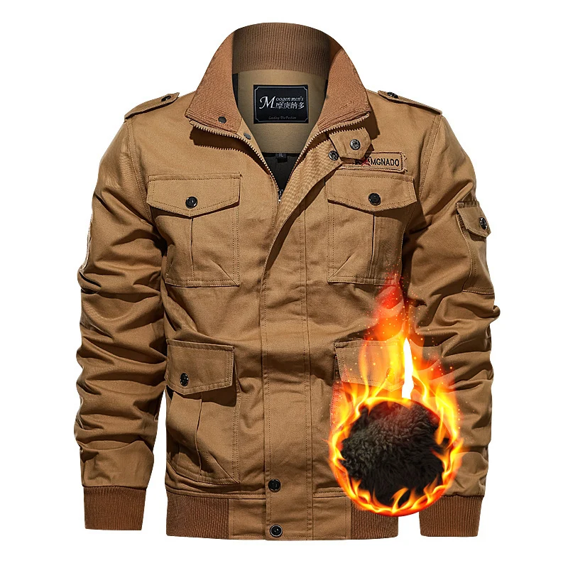 Herren Modische Utility-Jacke mit Fleece-Futter Drune
