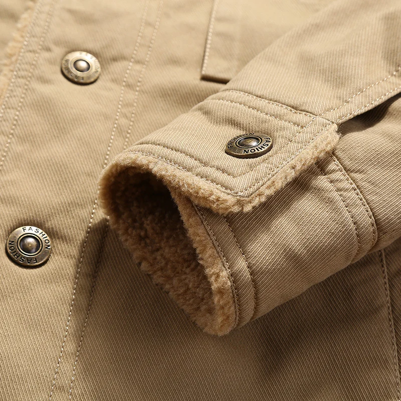 Herren Modische Feldjacke mit Teddyfutter Drune