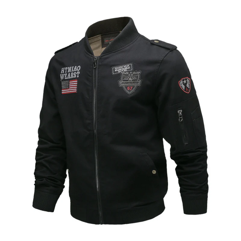 Herren Modische Bomberjacke mit Stickereien Drune