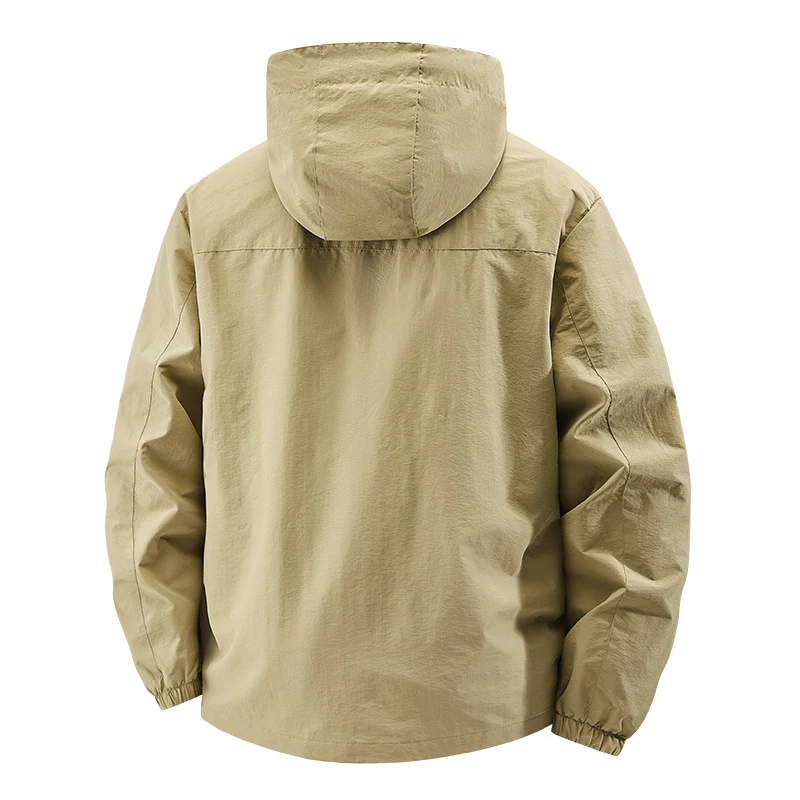 Herren Leichte Outdoor-Jacke mit verstellbarem Kapuzenkragen Drune