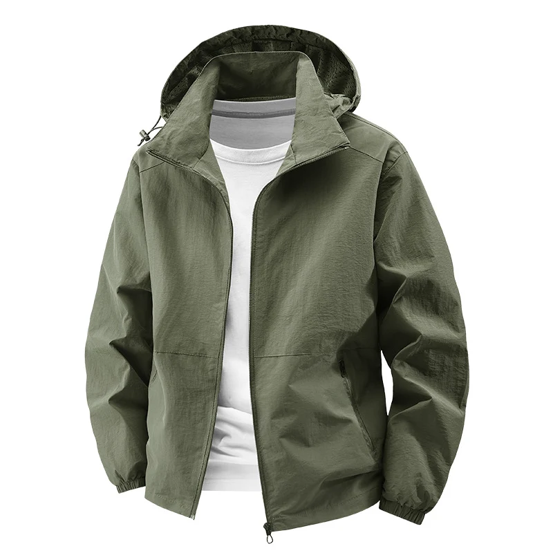 Herren Leichte Outdoor-Jacke mit verstellbarem Kapuzenkragen Drune