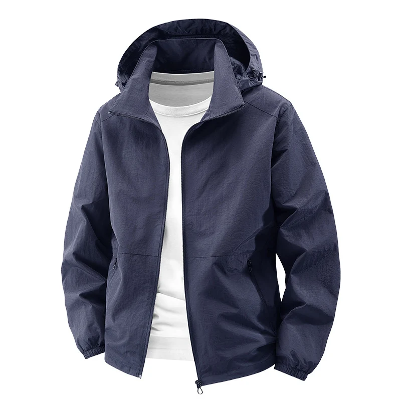 Herren Leichte Outdoor-Jacke mit verstellbarem Kapuzenkragen Drune