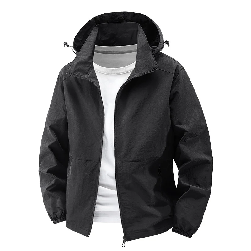 Herren Leichte Outdoor-Jacke mit verstellbarem Kapuzenkragen Drune