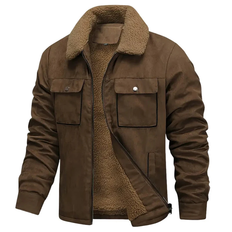Herren Lässige Jacke mit Teddyfutter Drune
