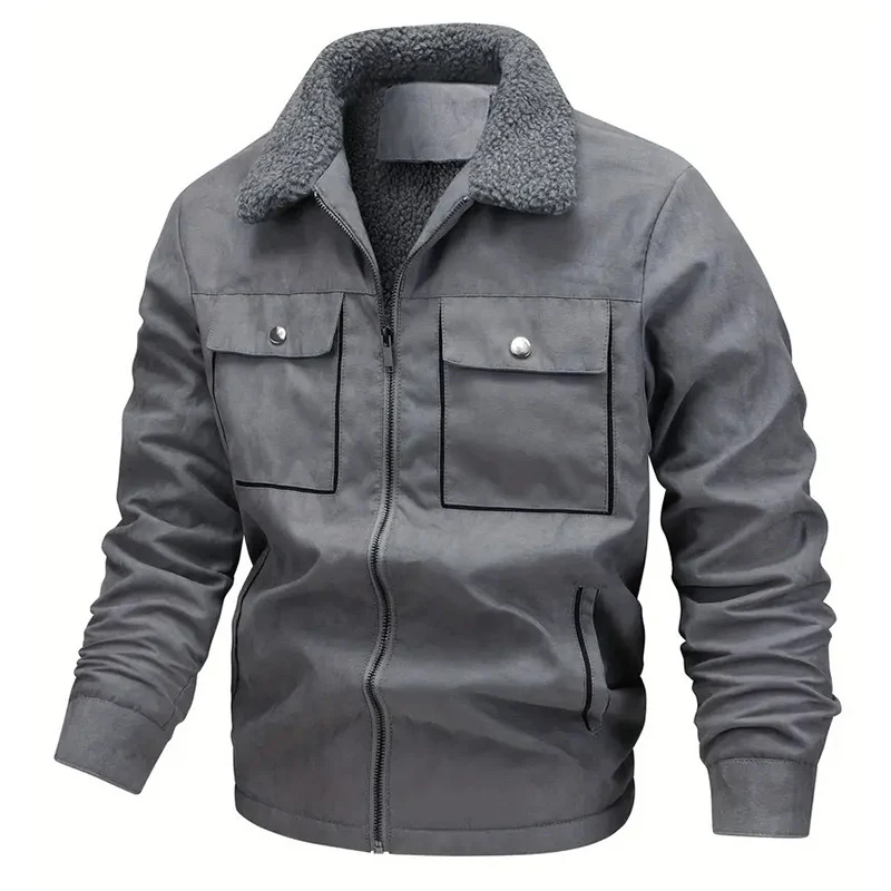 Herren Lässige Jacke mit Teddyfutter Drune