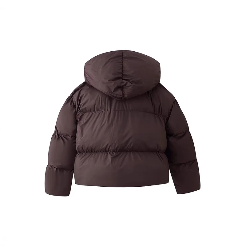 Damen Kurz geschnittene Steppjacke mit extrabreitem Schalkragen und wattierter Kapuze Drune