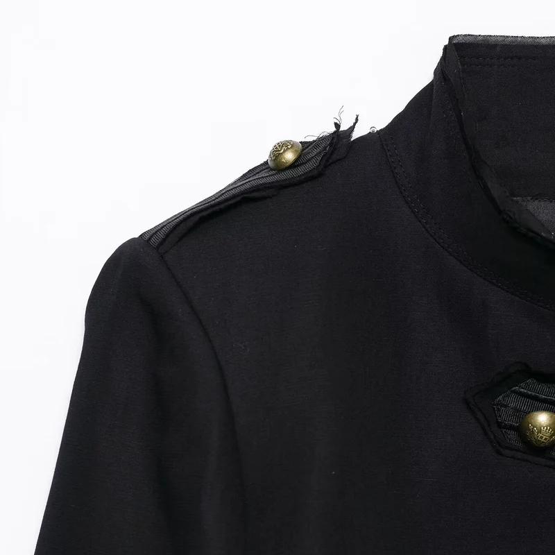 Damen Kurz geschnittene Militärjacke im Husarenstil mit Stehkragen und Zierknopfleiste Drune