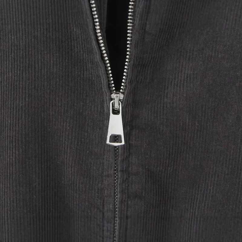 Damen Kurz geschnittene Kordjacke im Boxy‑Silhouette mit Frontreißverschluss und Stehkragen Drune