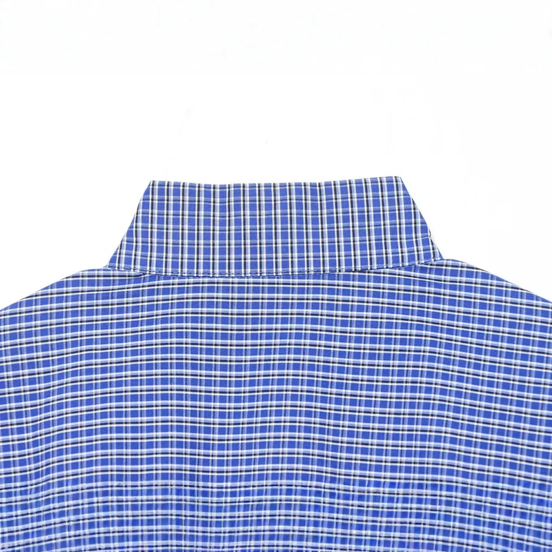Damen Karierte Cropped-Hemdbluse mit Stehkragen, Tunnelzugsaum und Ballonärmeln Drune