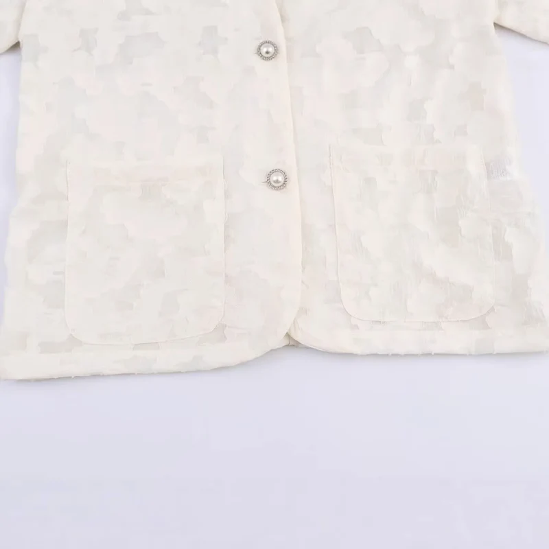 Damen Jacquard-Blazer mit floralem Relief und zierknopfbesatz Drune