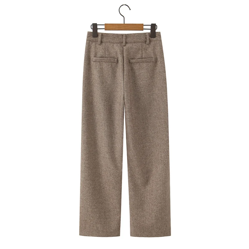 Damen Hochtaillierte weite Wollmix-Hose mit geradem Bein Drune