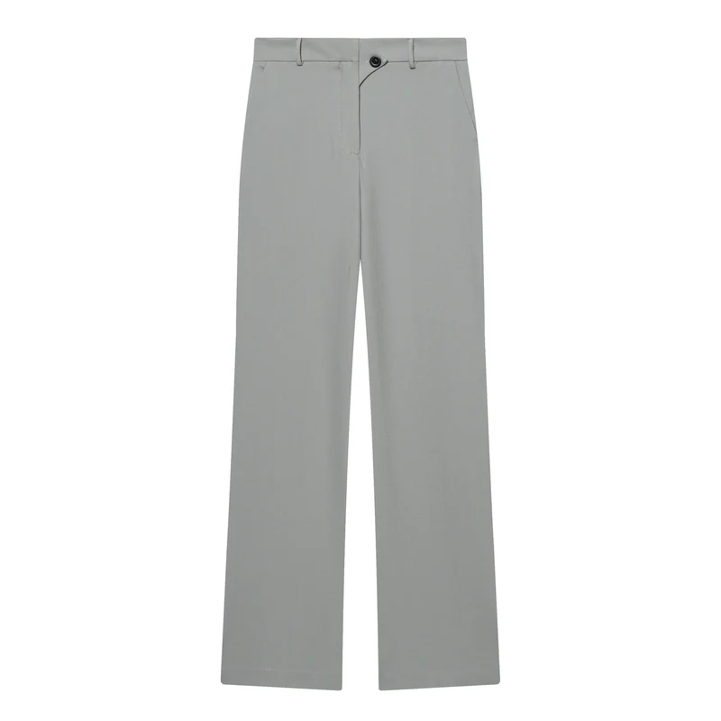Damen Hochtaillierte weite Stoffhose mit geradem Bein und Seitentaschen Drune