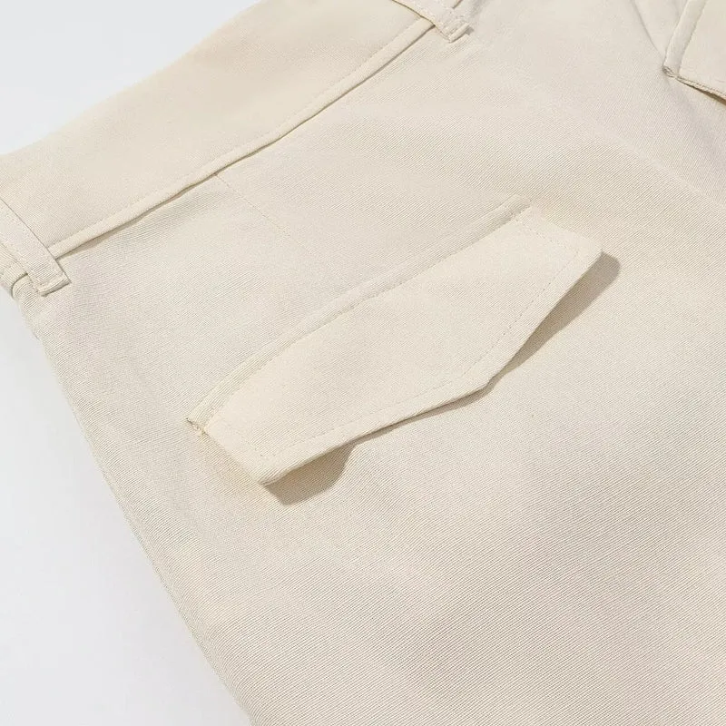 Damen Hochtaillierte Palazzohose mit Bundfalten und weitem Bein Drune