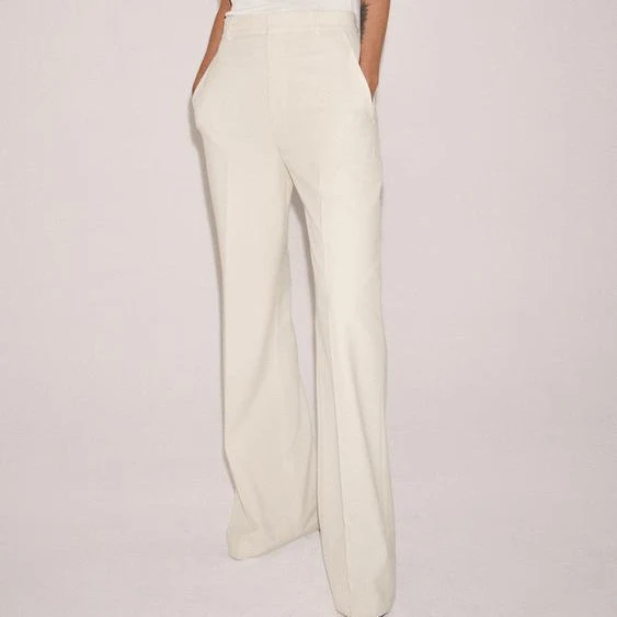 Damen Hochtaillierte leichte Palazzo-Hose mit weitem Bein und vorderer Bundfalte Drune