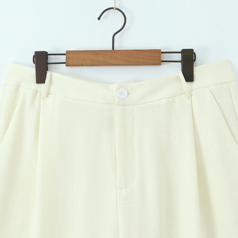 Damen Hochtaillierte leichte Palazzo-Hose mit weitem Bein und vorderer Bundfalte Drune