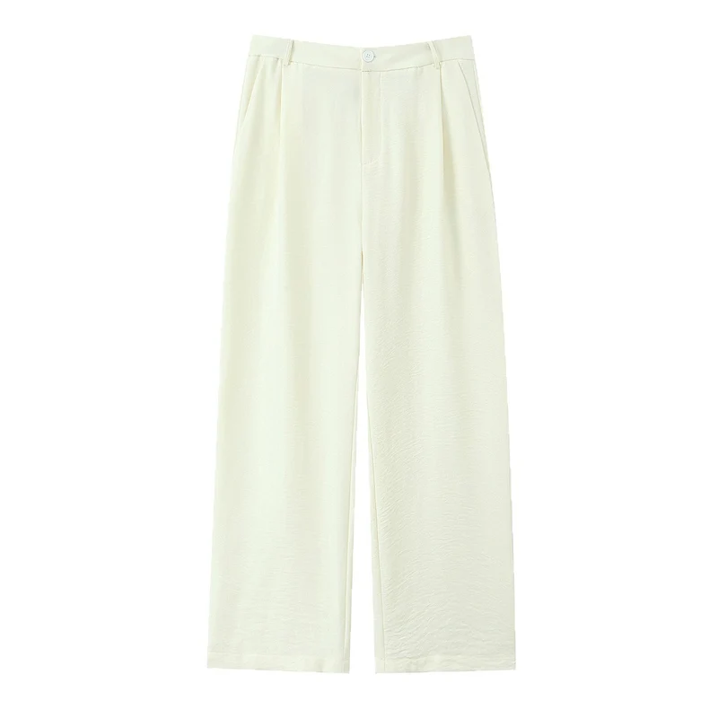 Damen Hochtaillierte leichte Palazzo-Hose mit weitem Bein und vorderer Bundfalte Drune