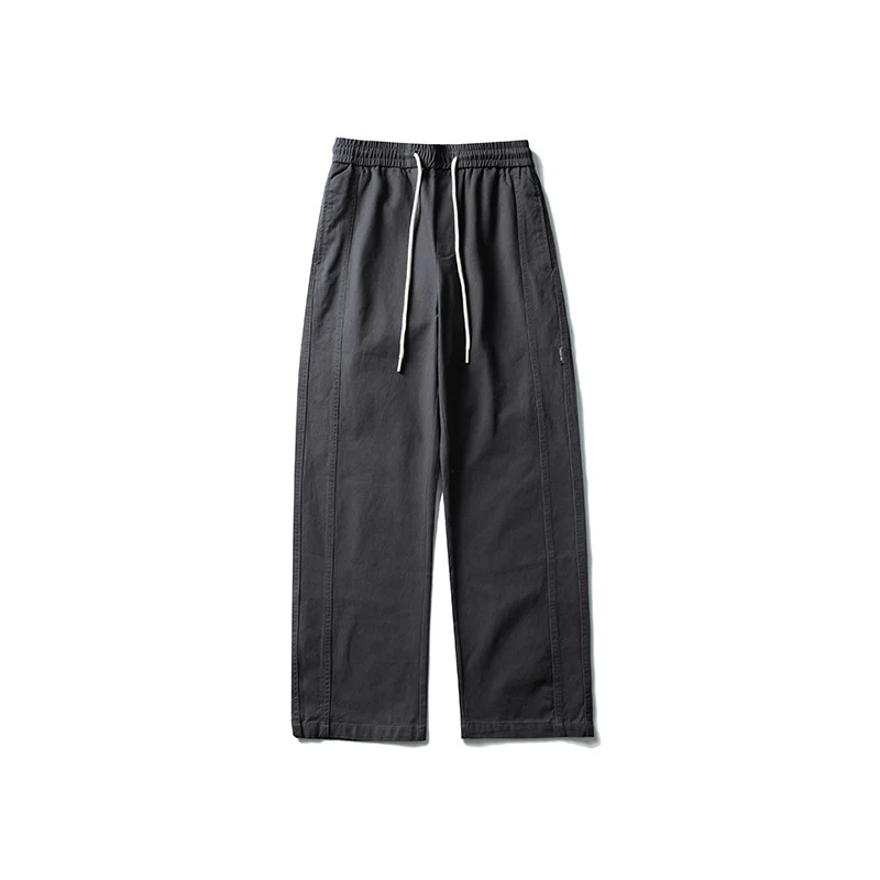 Herren Locker geschnittene Baumwoll-Canvas-Hose mit Tunnelzugbund, geradem Bein und Ziernaht-Details Drune