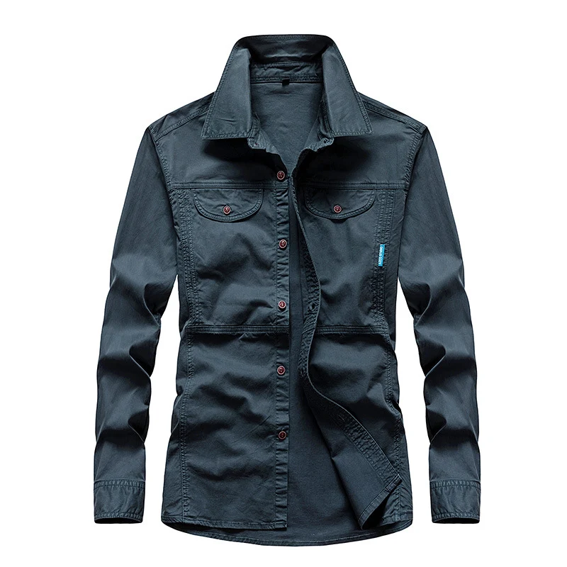 Herren Leichtes Canvas-Fieldshirt mit Brustklappen und Hemdkragen Drune