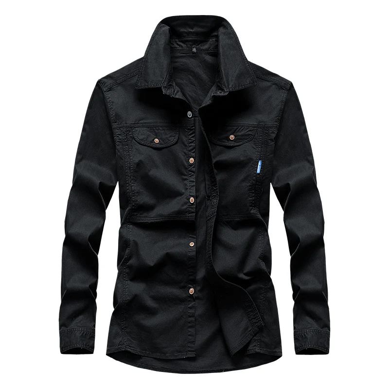 Herren Leichtes Canvas-Fieldshirt mit Brustklappen und Hemdkragen Drune