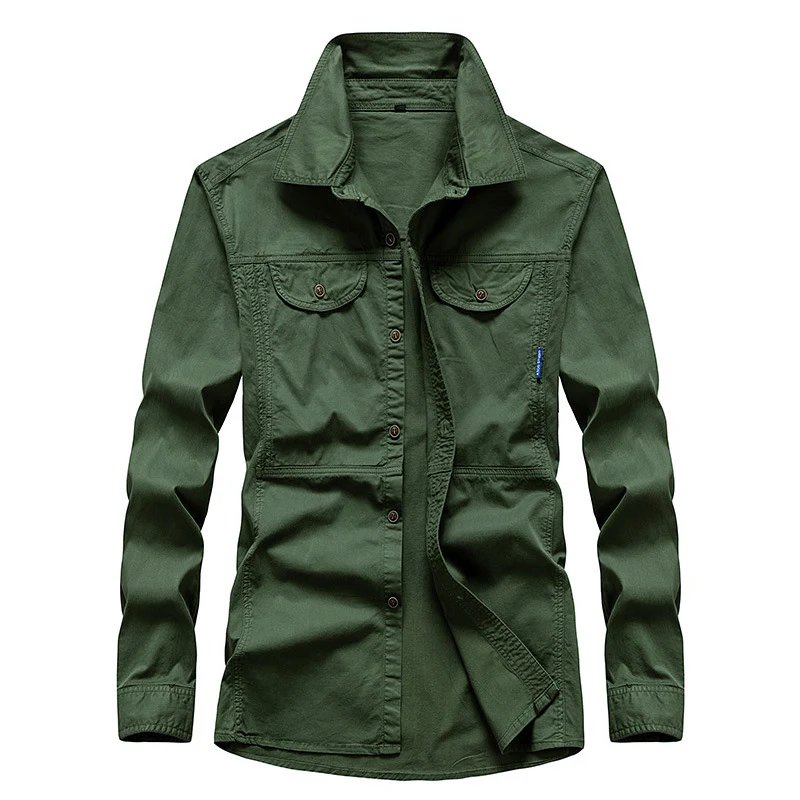 Herren Leichtes Canvas-Fieldshirt mit Brustklappen und Hemdkragen Drune