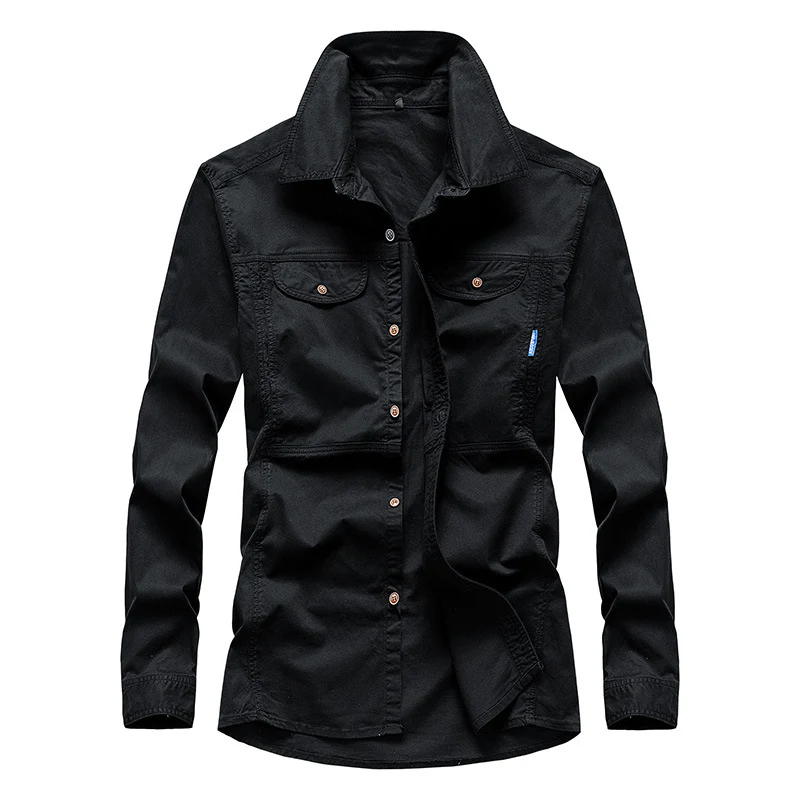 Herren Leichtes Canvas-Fieldshirt mit Brustklappen und Hemdkragen Drune