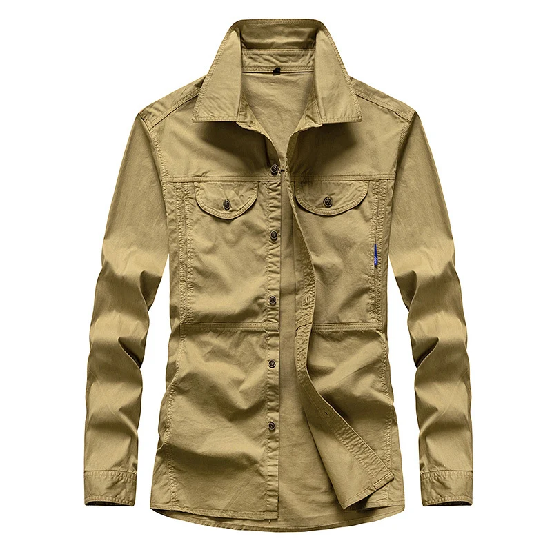 Herren Leichtes Canvas-Fieldshirt mit Brustklappen und Hemdkragen Drune