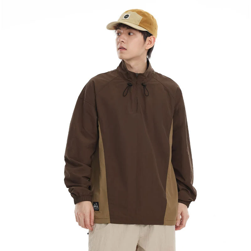 Herren leichter Nylon-Anorak mit Halbreißverschluss, Kordelzugsaum und Raglanärmeln Drune