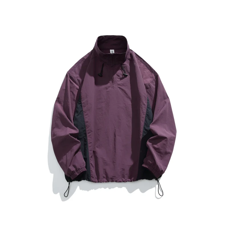 Herren leichter Nylon-Anorak mit Halbreißverschluss, Kordelzugsaum und Raglanärmeln Drune
