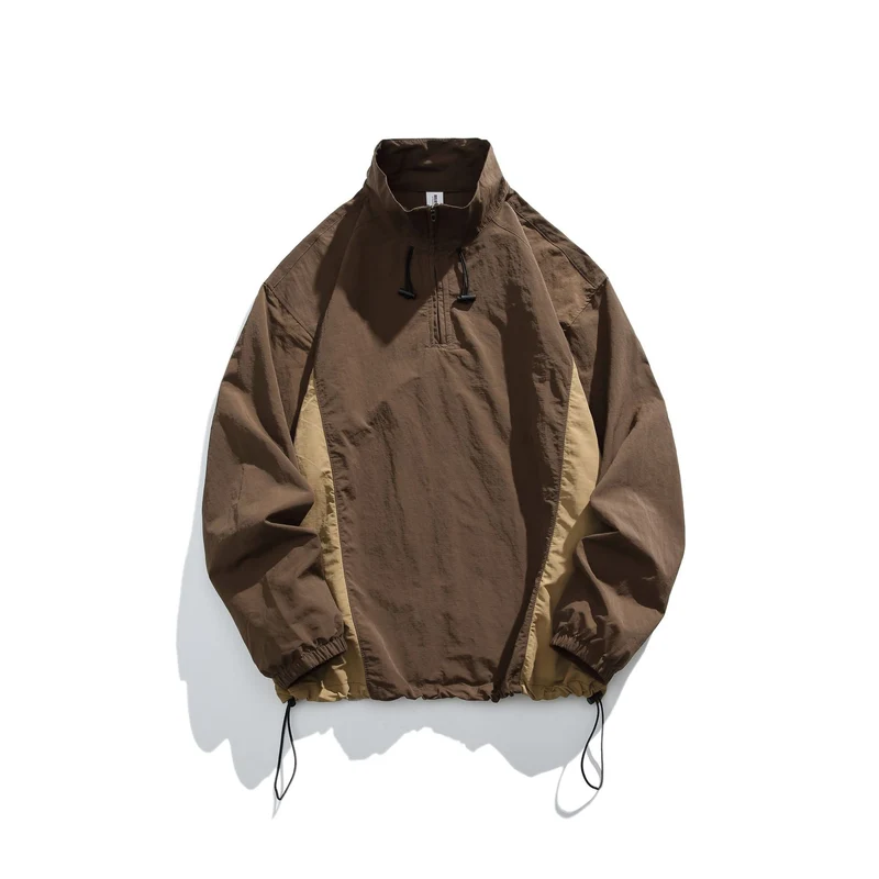 Herren leichter Nylon-Anorak mit Halbreißverschluss, Kordelzugsaum und Raglanärmeln Drune