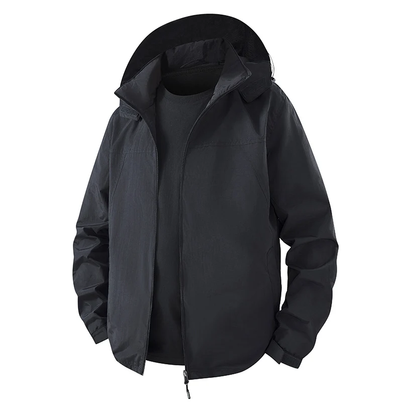 Herren Leichte wasserabweisende Kapuzen‑Shelljacke mit atmungsaktivem Meshfutter und verstellbarem Saum Drune